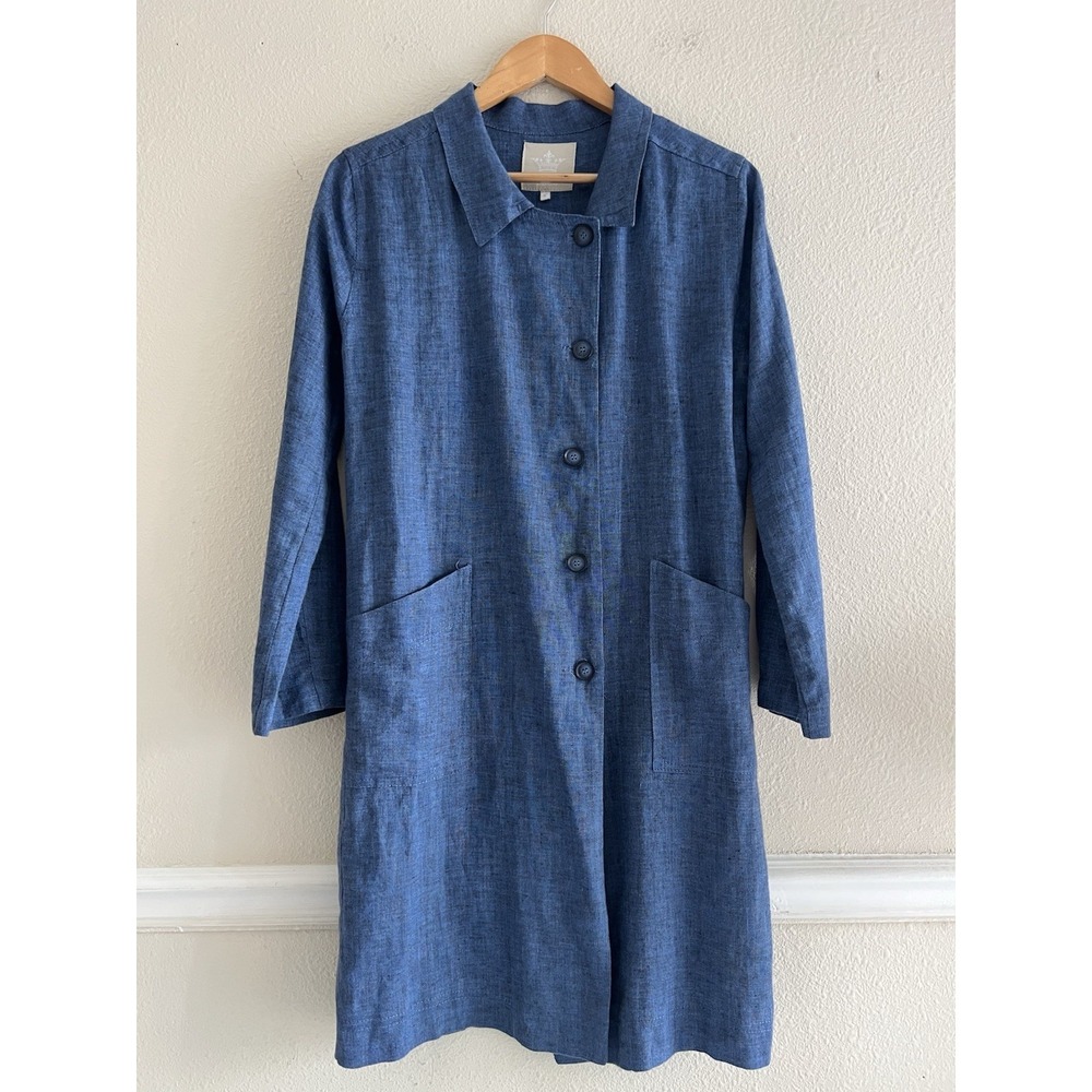 Crown Linen Designs Tunic Coat Women's S Lagenlook Preppy Quiet Luxury